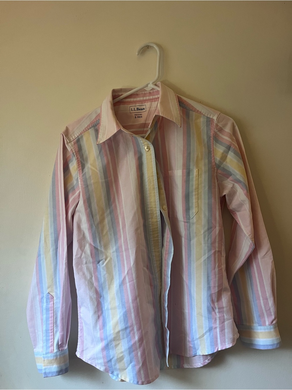 L.L. Bean Women’s Pastel Multi-Stripe Button-Down Small Long Sleeve Shirt